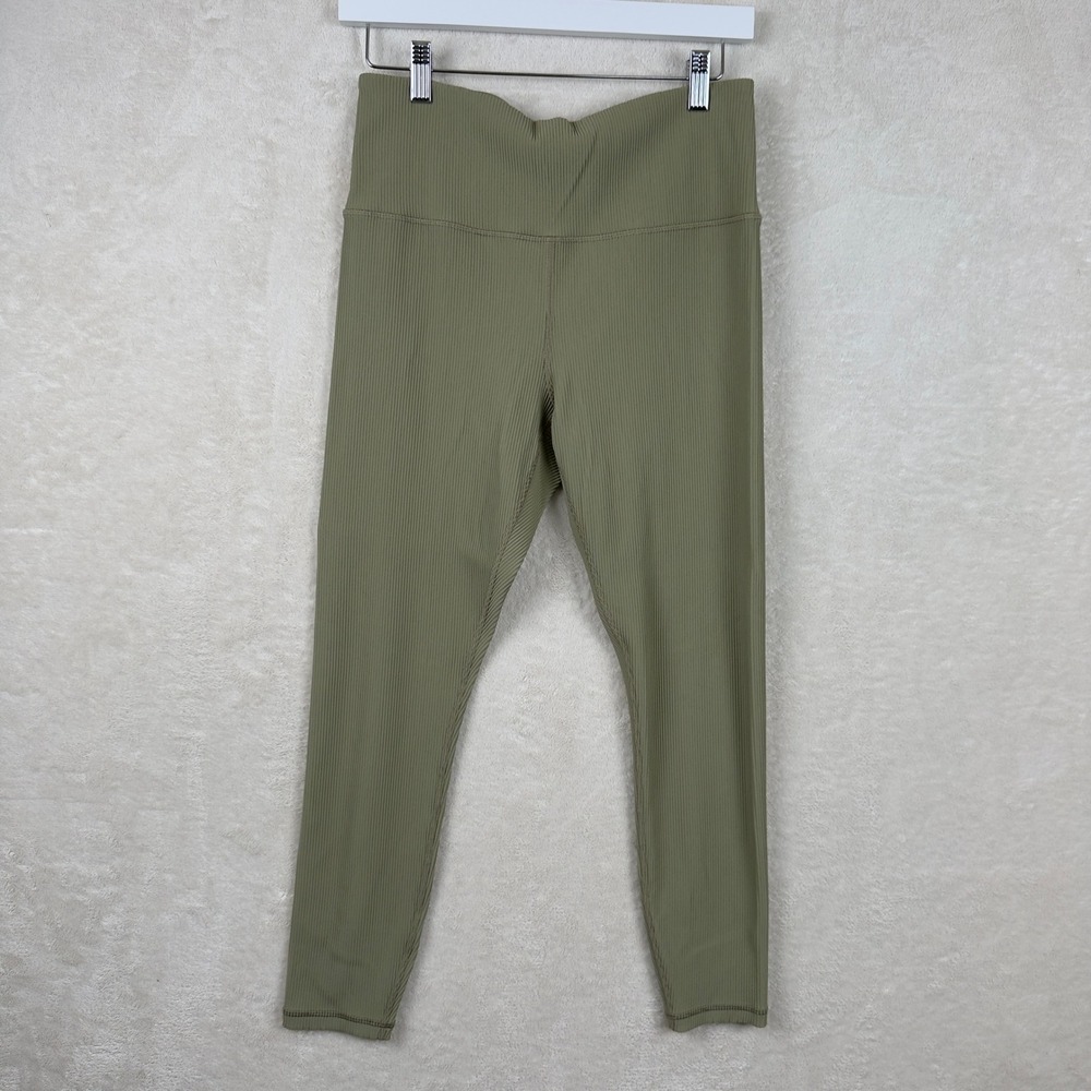 Athleta‎ Elation Eucalyptus Olive Ribbed Leggings Womens L High Waist Athleisure